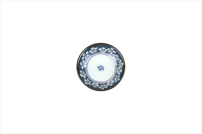 티아라036 미니 원종지-블루꽃　지름6.5cm