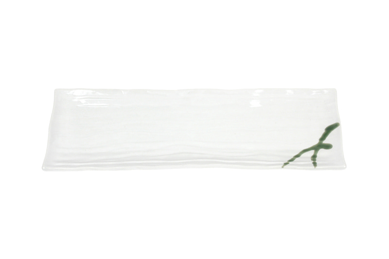 사라014 풀잎 긴생선접시 32.7×9.8cm