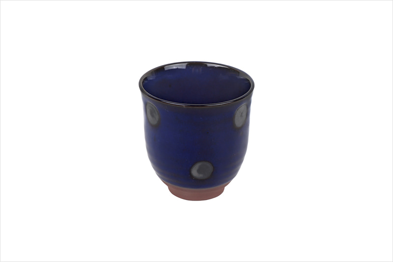 블링114  투톤 둥근 컵 (청도트) 　지름8.1×H8.2cm